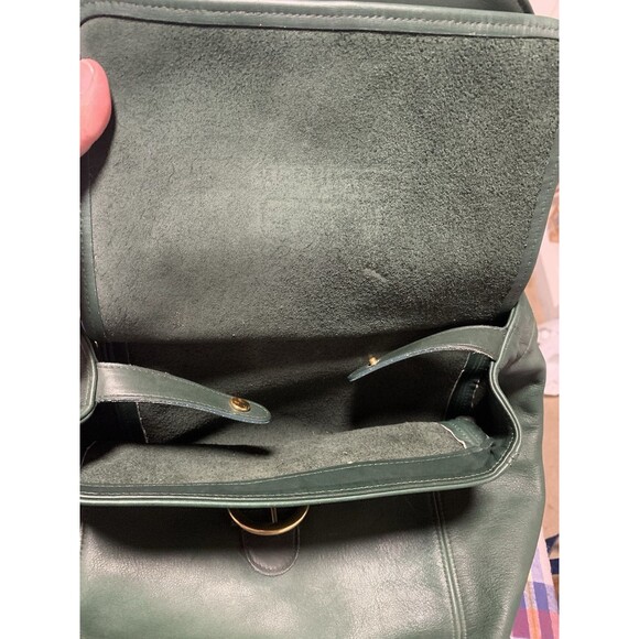 Coach Vintage Belt Green Backpack Leather Brand Logo Embossed USA Made Flaw - Picture 10 of 13